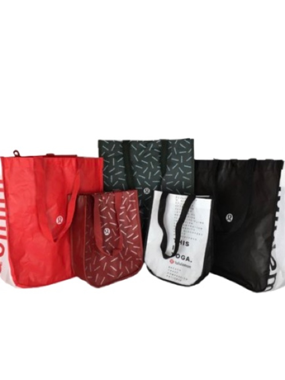 Lululemon Reusable Shopping Tote Bags Bundle of 5, 3 Large 2 Small Athletic